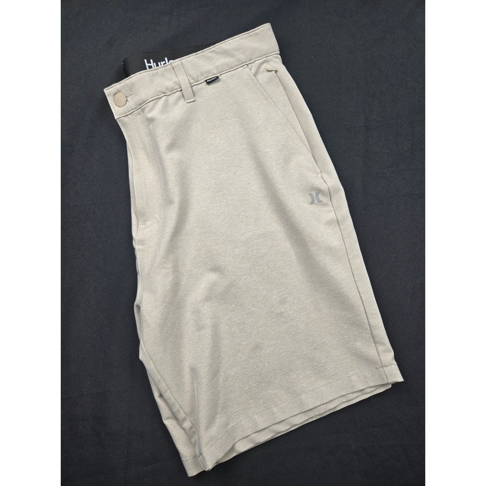 Hurley Hybrid Space Dye Walk Shorts Mens Size 38 Beige Flat Front Zipper Pocket